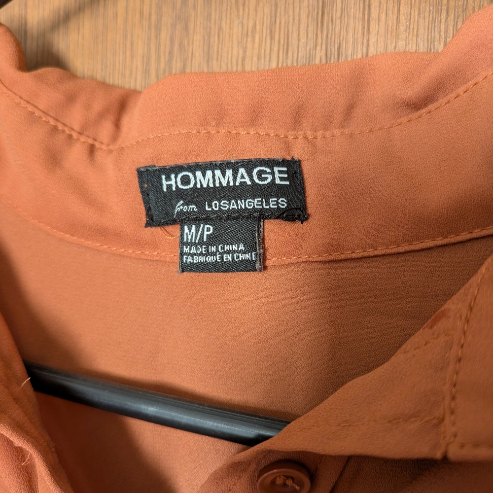 Rust Button-Up Blouse - Picture 4 of 4